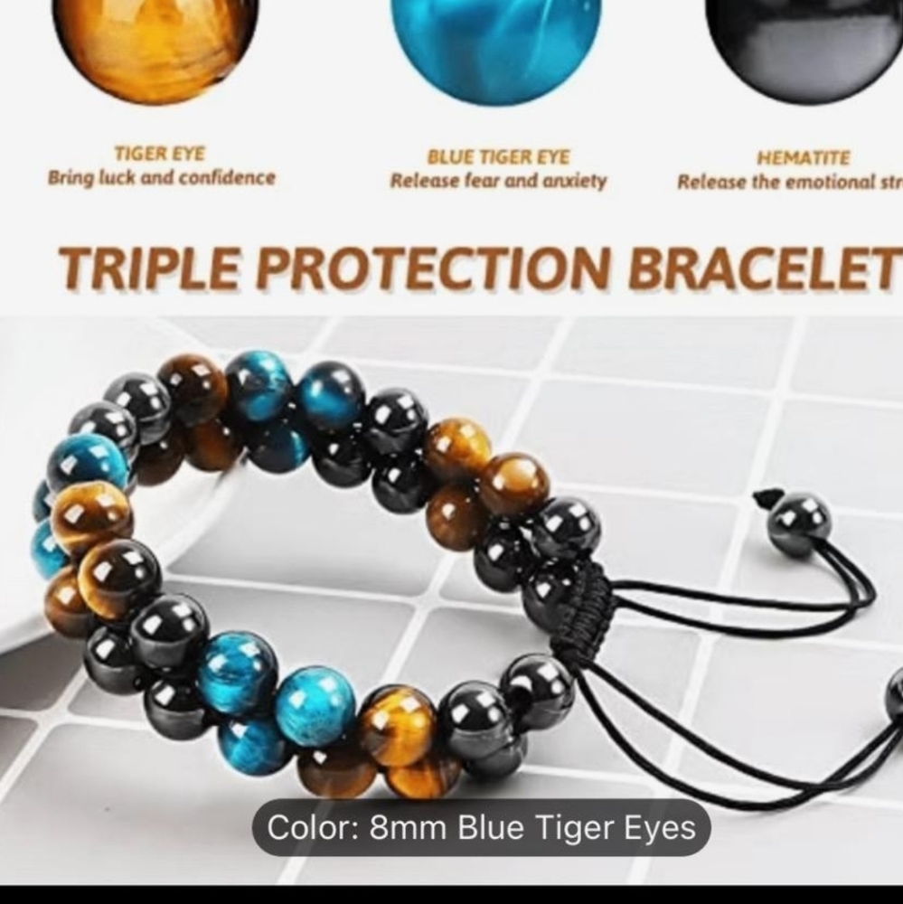 Triple protection bracelet tiger eye hematite - Picture 2 of 4
